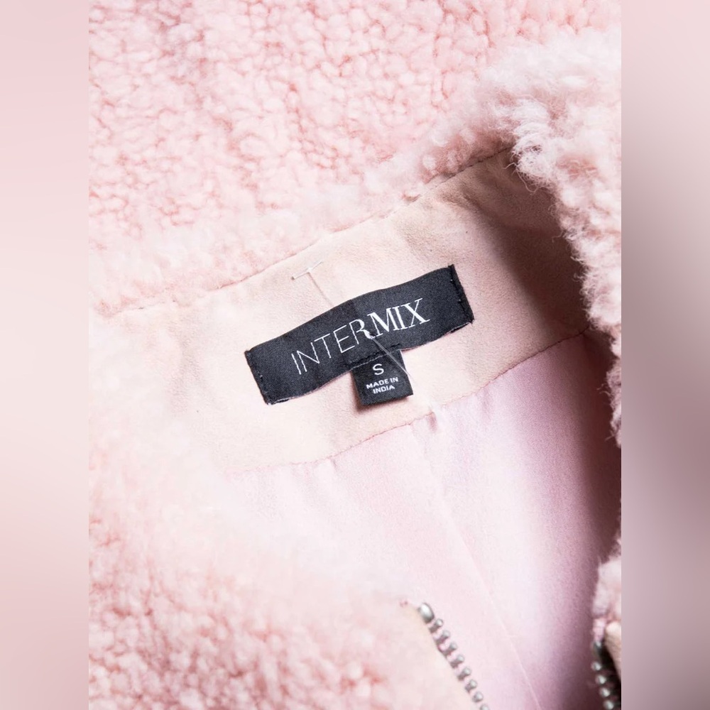 Intermix Pink Lamb Shearling Jacket, Size Small - image 3